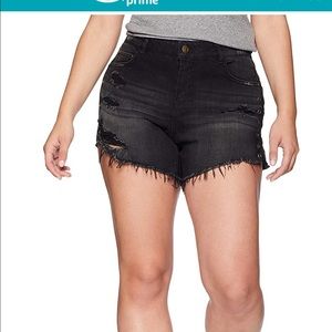 Black denim shorts